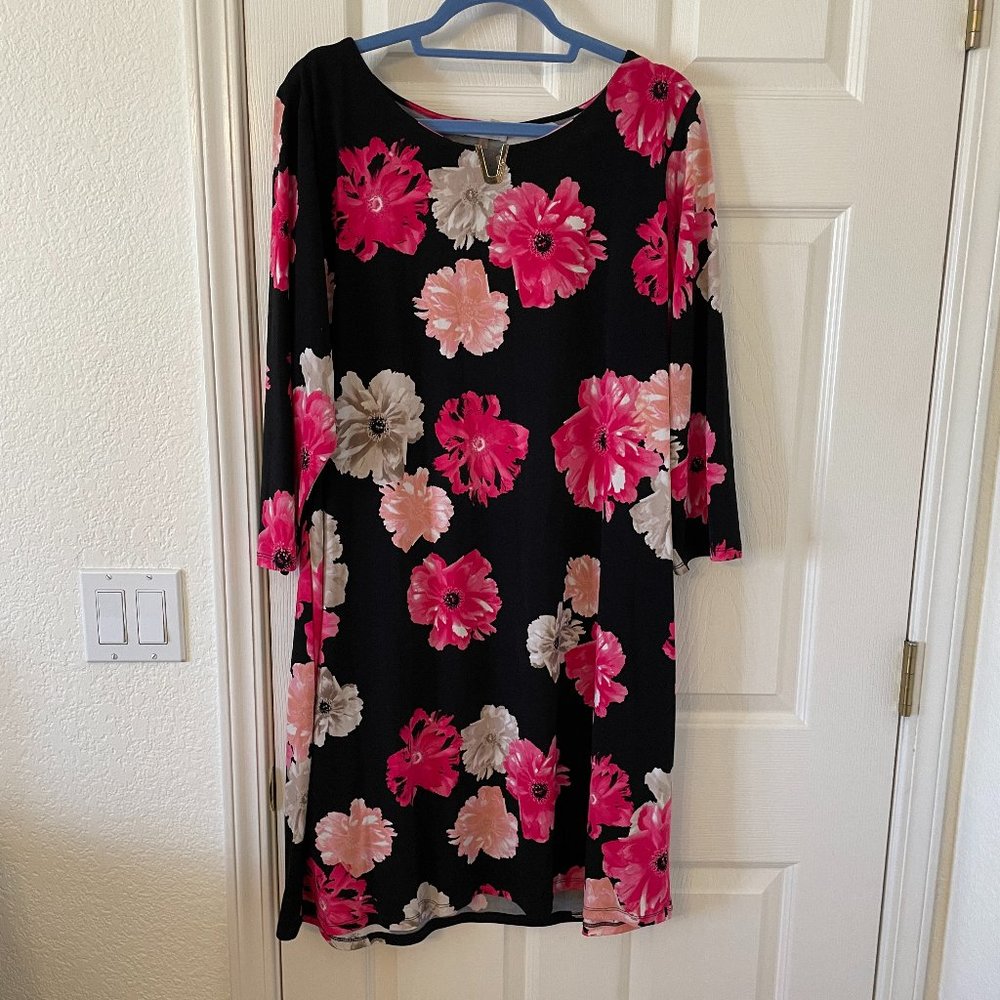1X Calvin Klein Floral Patterned Dress 3/4 Sleeves